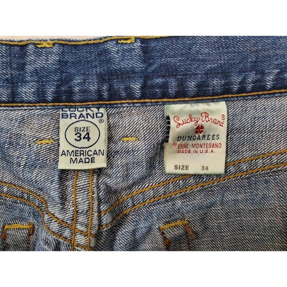 Vtg Lucky Brand 181 Dungaree Jeans Mens 34x33 Buttonfly Bootleg Distressed USA - Picture 8 of 11